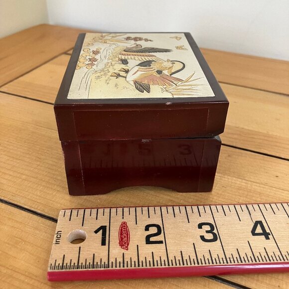 Art of Chokin Small Jewelry Trinket Box Vintage Metallic Wood Duck Design - Picture 7 of 9